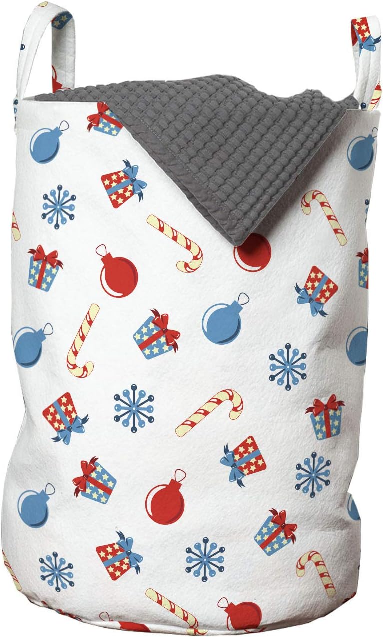 Ambesonne Christmas Laundry Bag - 13x19 Red White Pale Blue 1