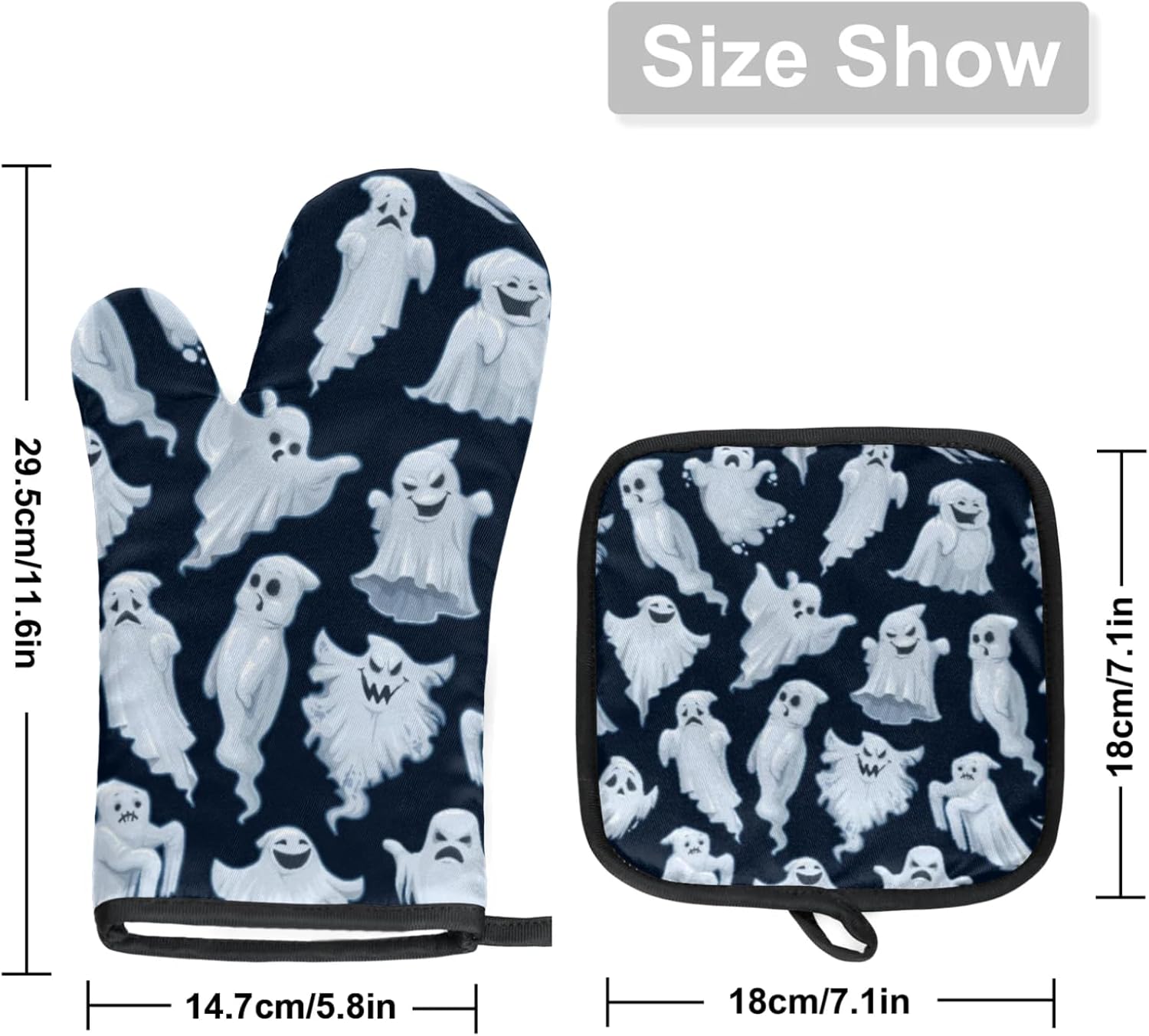 Aglebo Halloween Scary Night Ghost Oven Mitts Set of 2