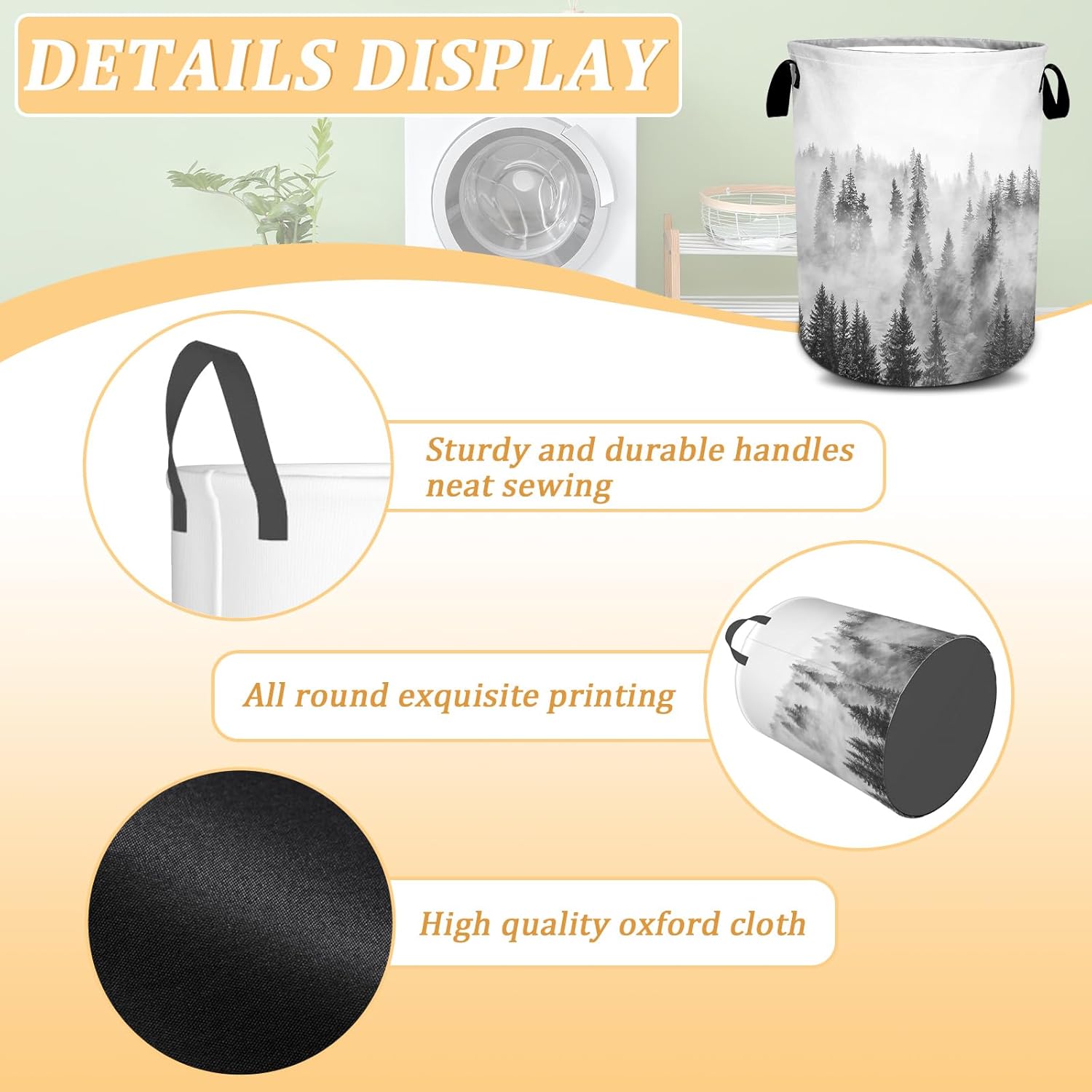 Misty Foggy Mountain Laundry Basket - Foldable Waterproof Oxford
