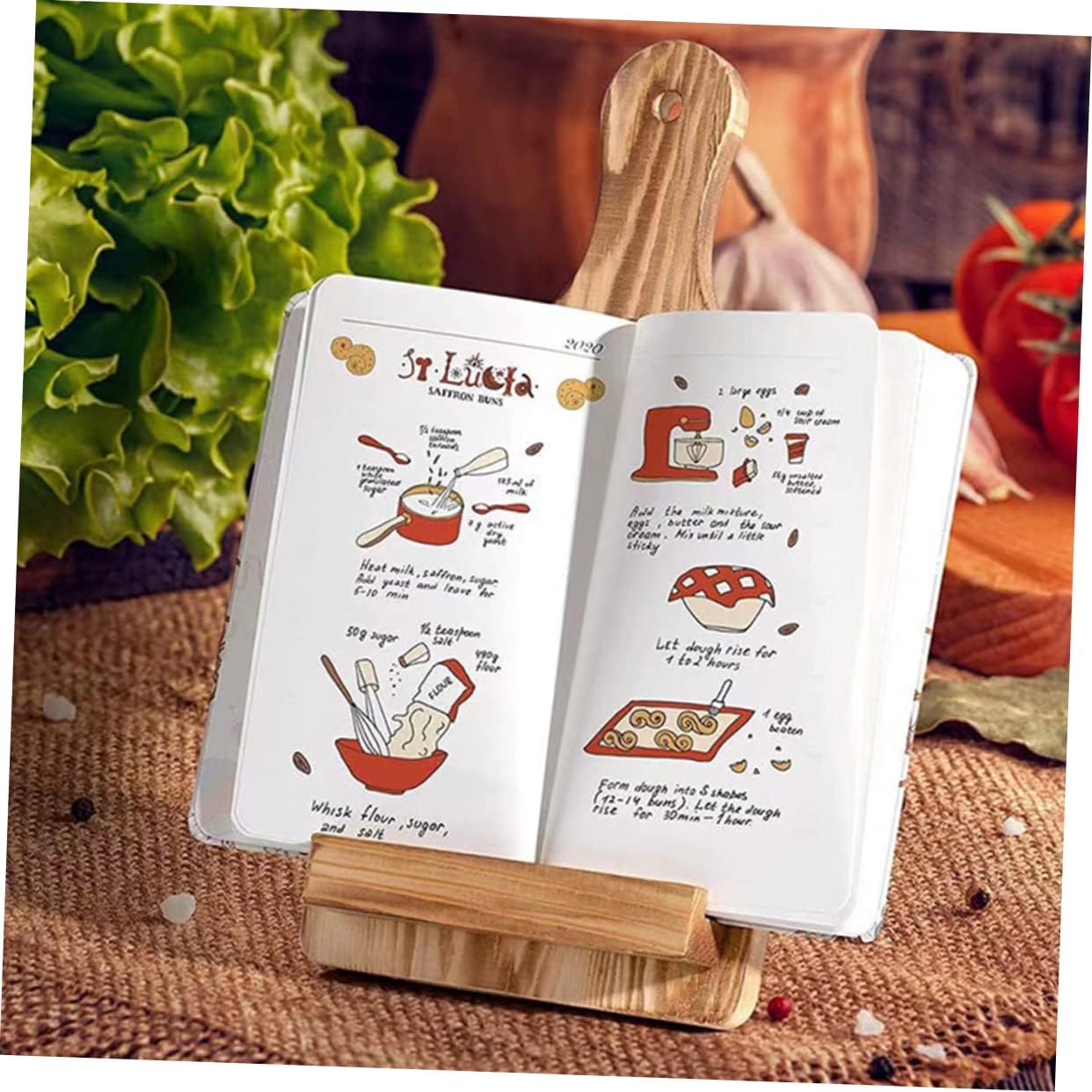 Cabilock Multipurpose Wooden Recipe Book Holder