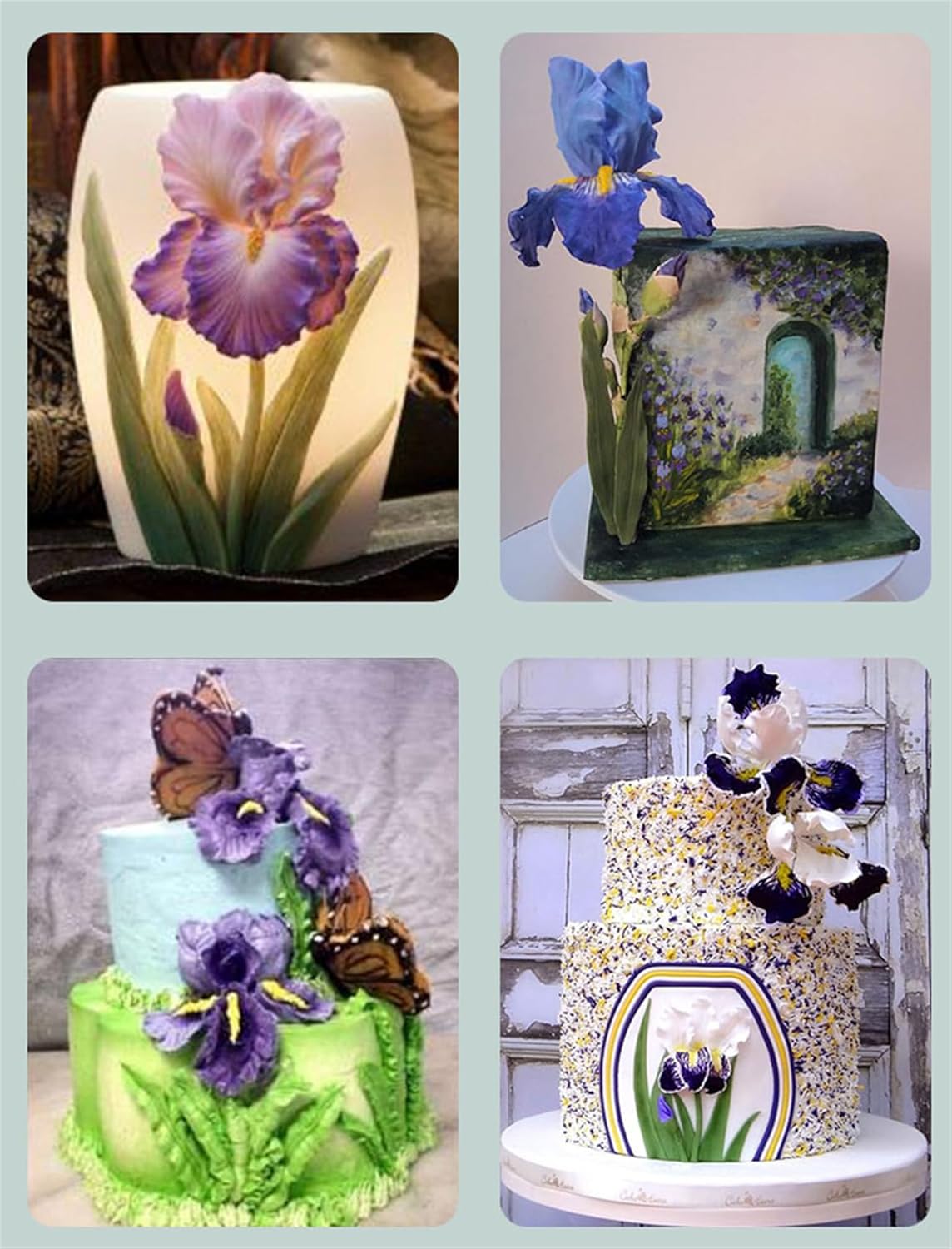 GGW Iris Petals Leaf Fondant Mold Set 11pcs Cookie Cutters Silicone Molds