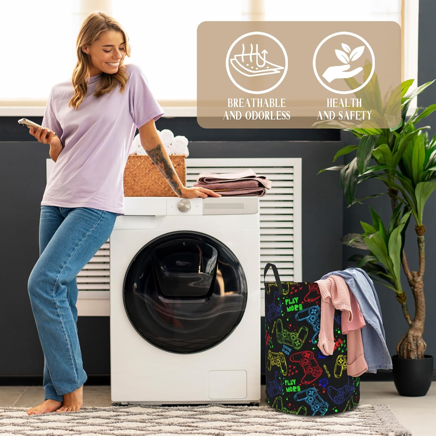 Luixdie Gaming Laundry Basket for Kids and Boys 1