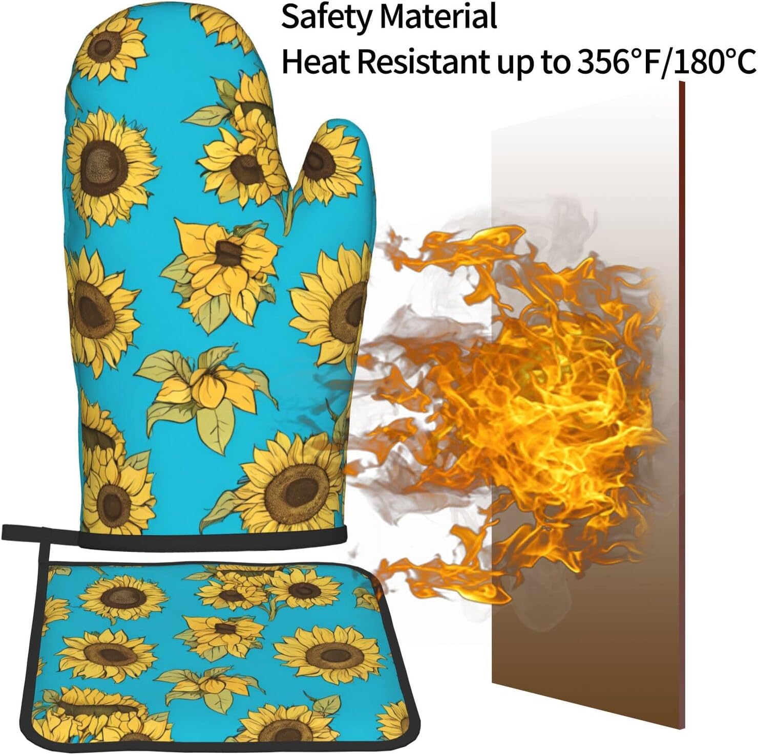 Quopvn Sunflowers Oven Mitts and Pot Holders Set 2pcs