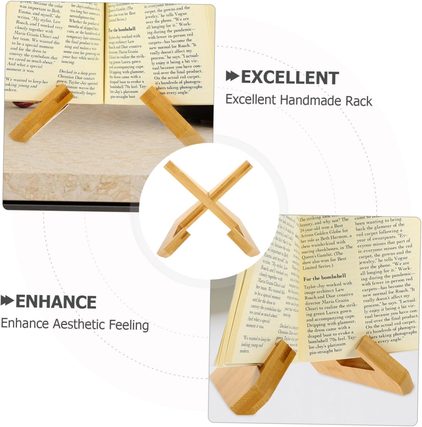VOSAREA Portable Book Rack Lightweight Wooden Recipe Stand for Home