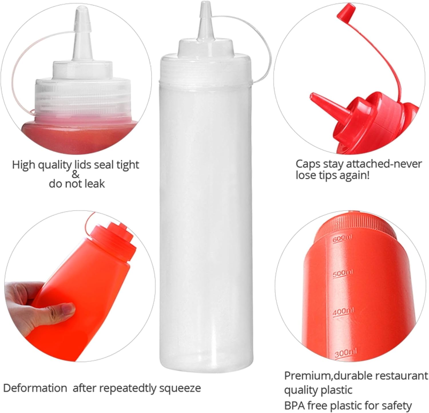 JUST-BUY 3-Pack 12 Oz Condiments Squeeze Bottles BPA Free