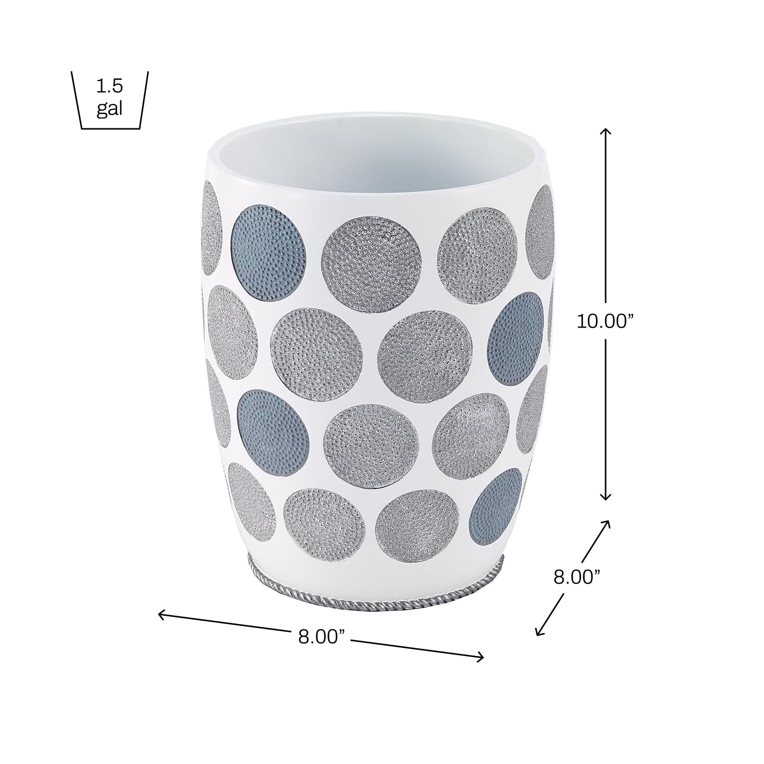 Avanti Linens Waste Basket - Decorative Trash Can with Metallic Accents