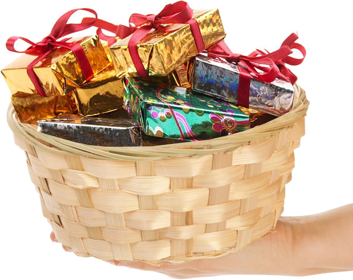 TOPZEA 10 Pack Round Bamboo Wicker Food Baskets