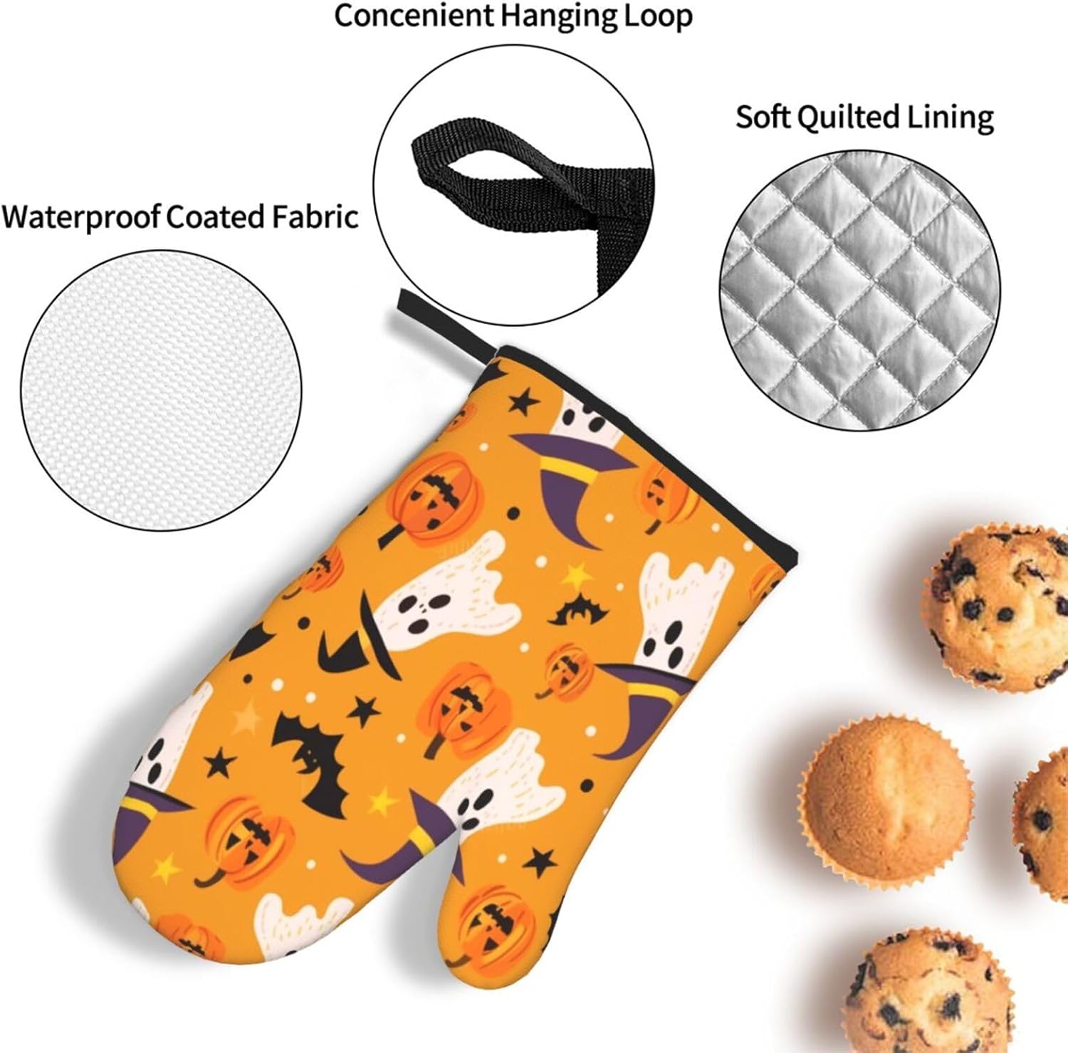 Heat Resistant Oven Mitts Set of 3 with Hat Design