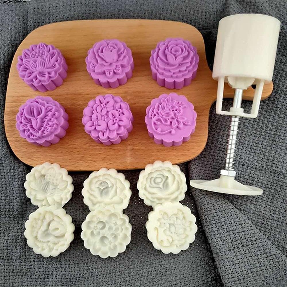 1 Set Reusable Mooncake Mold with Stainless Steel Handle