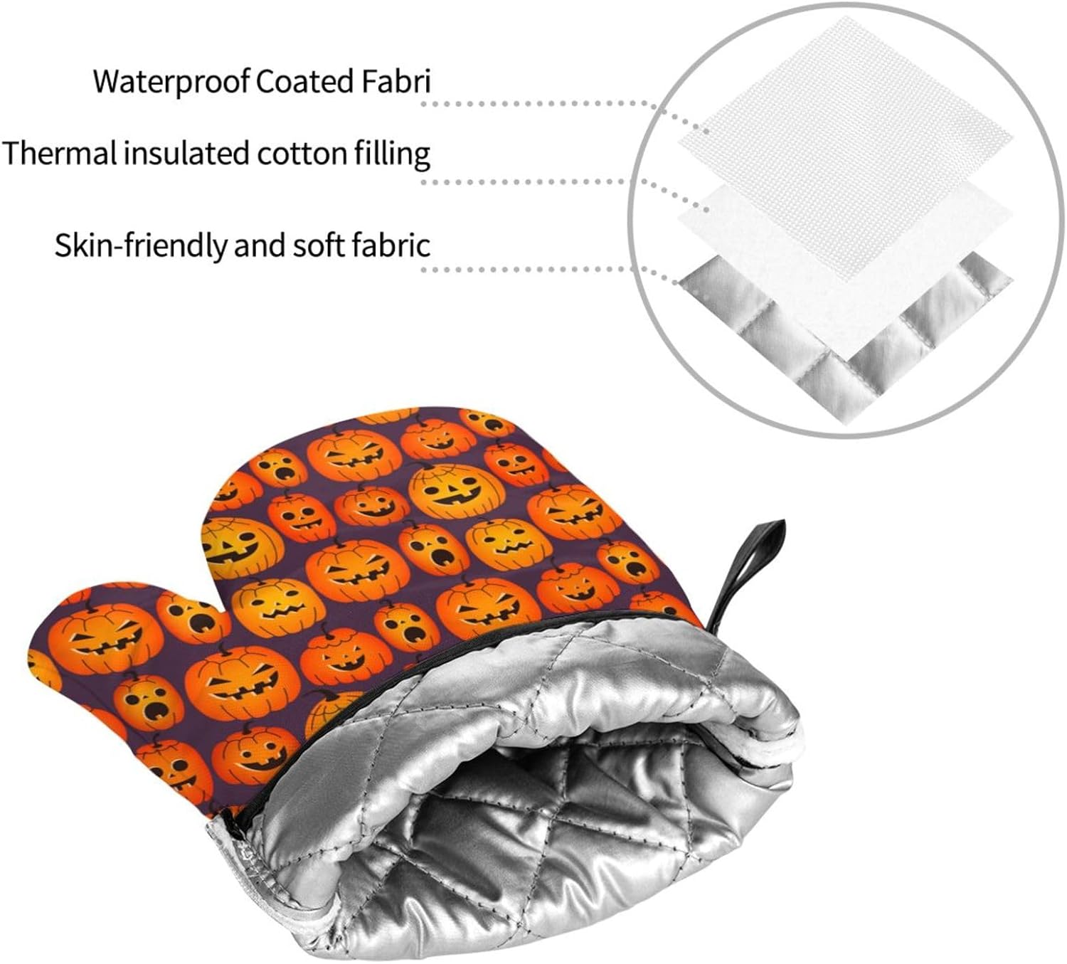 Lukbfall Halloween Funny Pumpkins Oven Mitts 4 Pcs Set