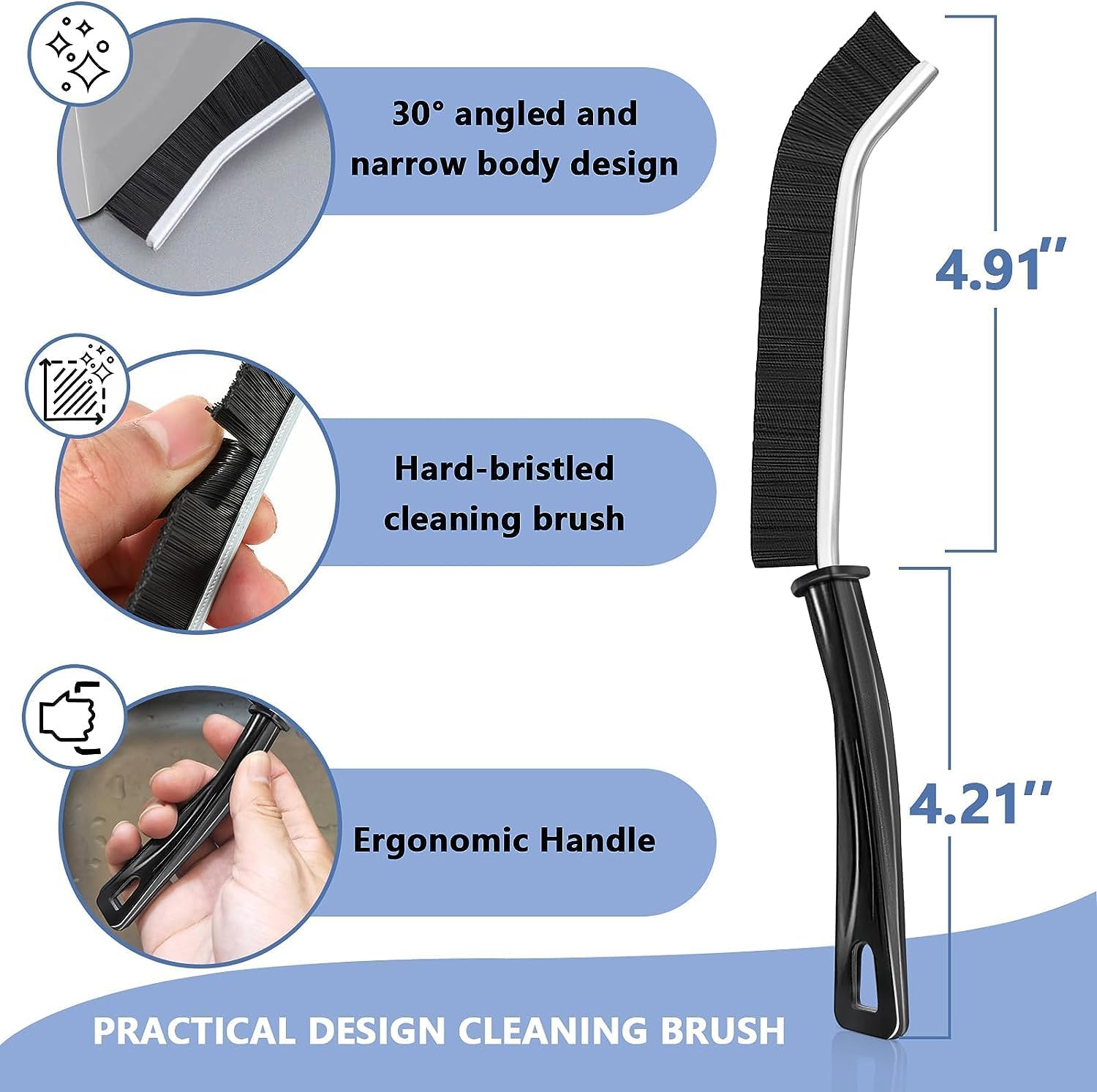 4 Pcs Hard Bristle Crevice Cleaning Brush Set