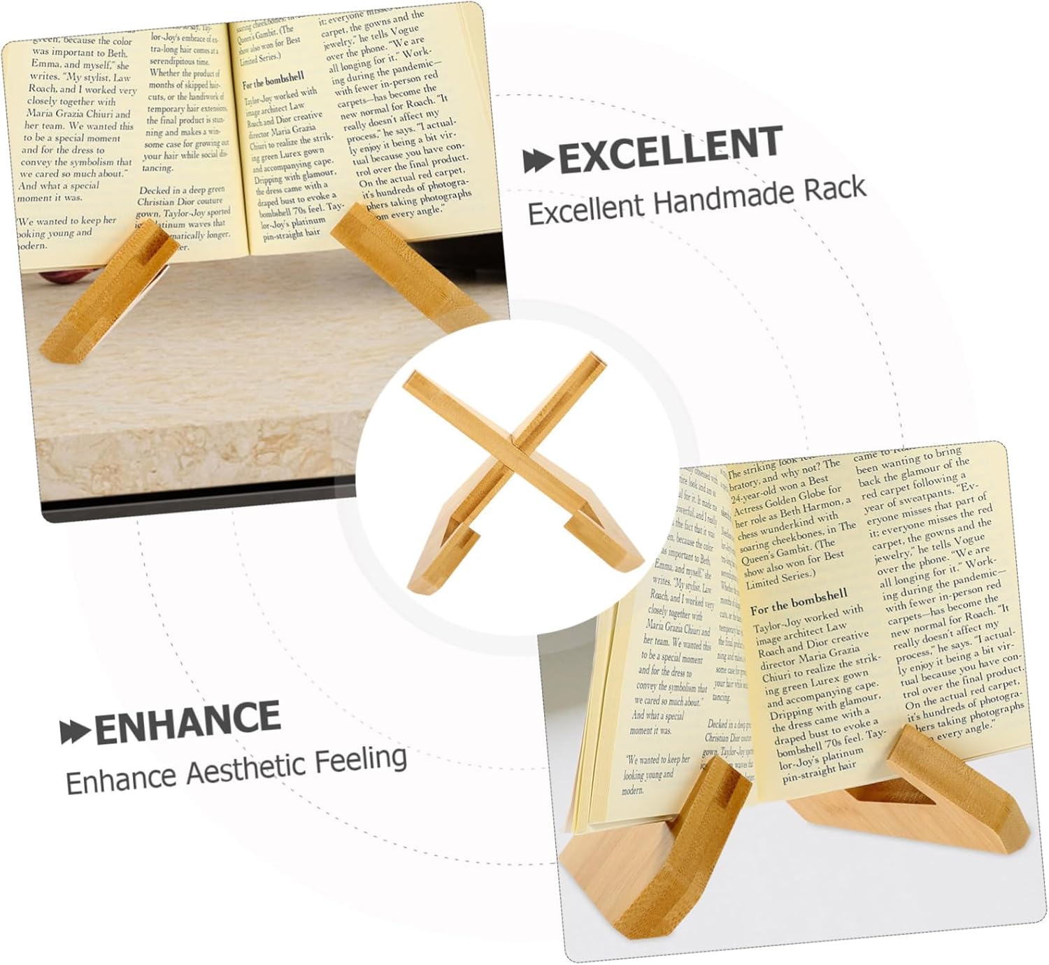 Portable Mini Wooden Recipe Bookstand for Kitchen and Home Use