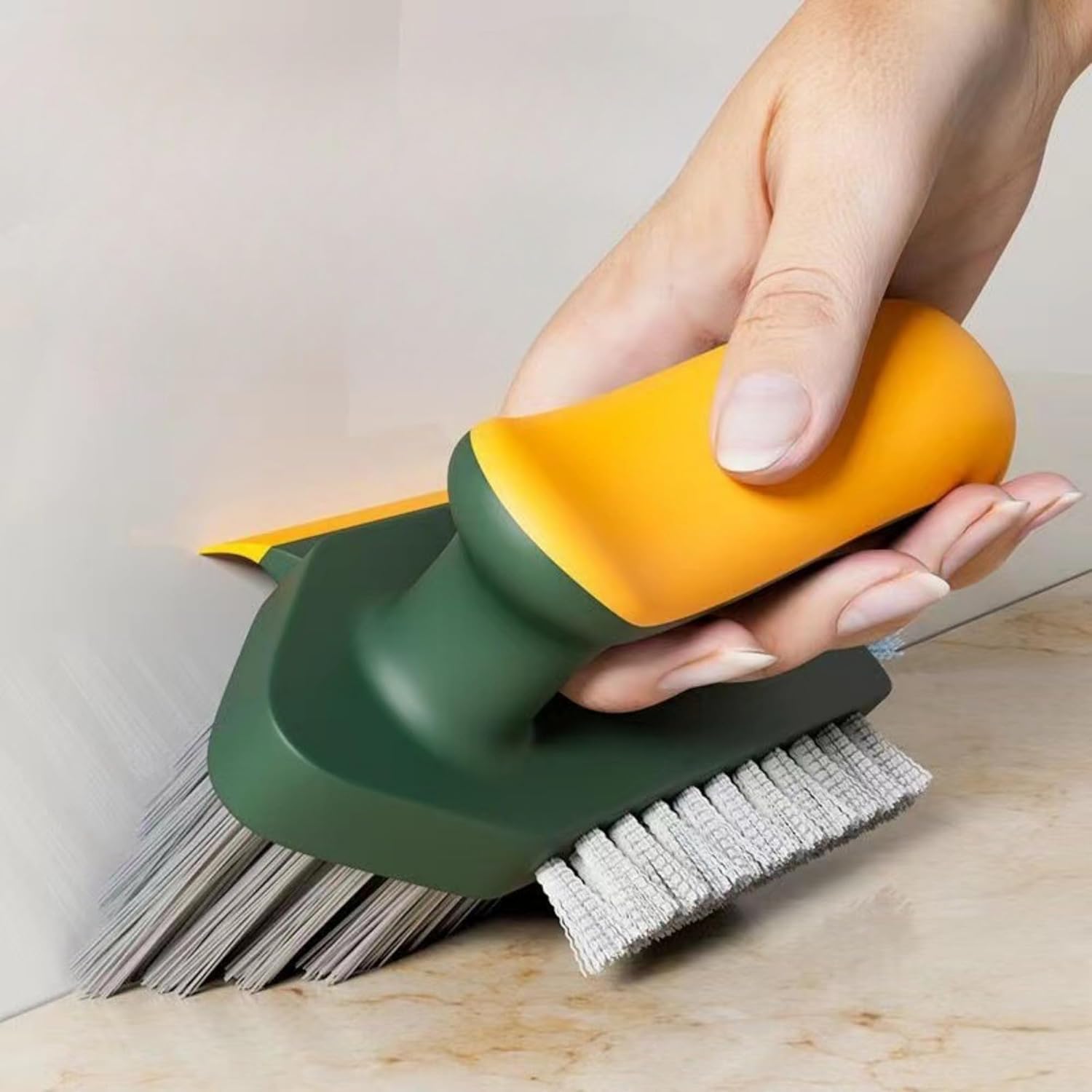 Multi Functional Gap Cleaning Brush with V-Shape and Silicone Scraper