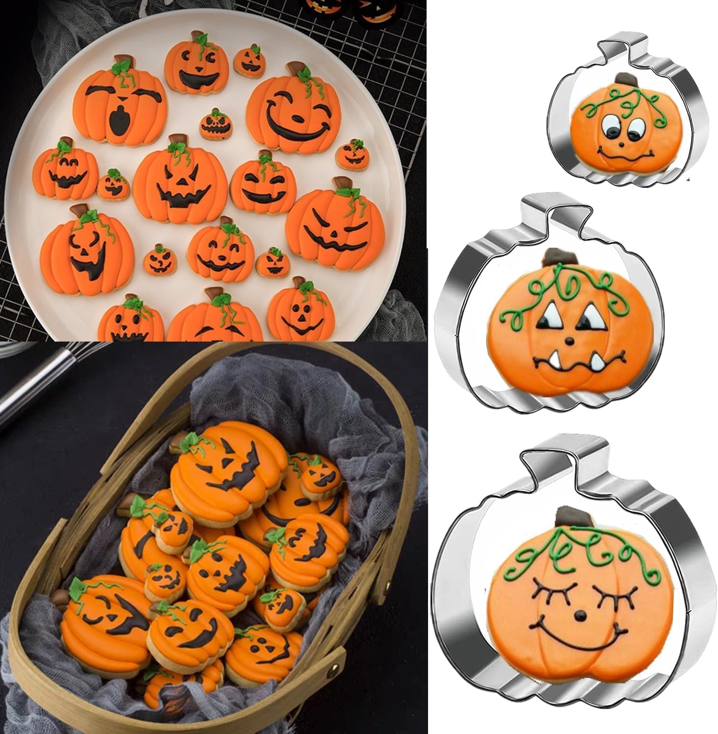 Q-BAKER Pumpkin Cookie Cutters Set - 3 Sizes