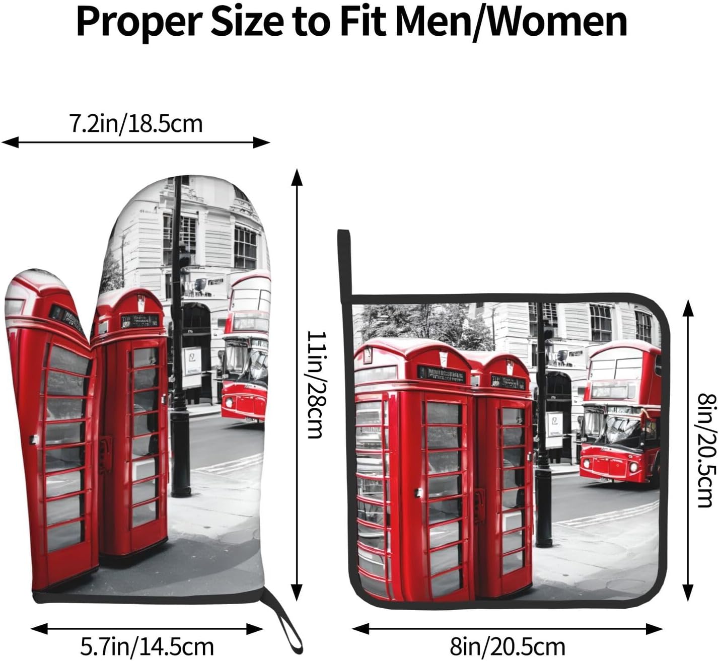 Quopvn Telephone Booth Oven Mitts and Pot Holders 2pcs Set