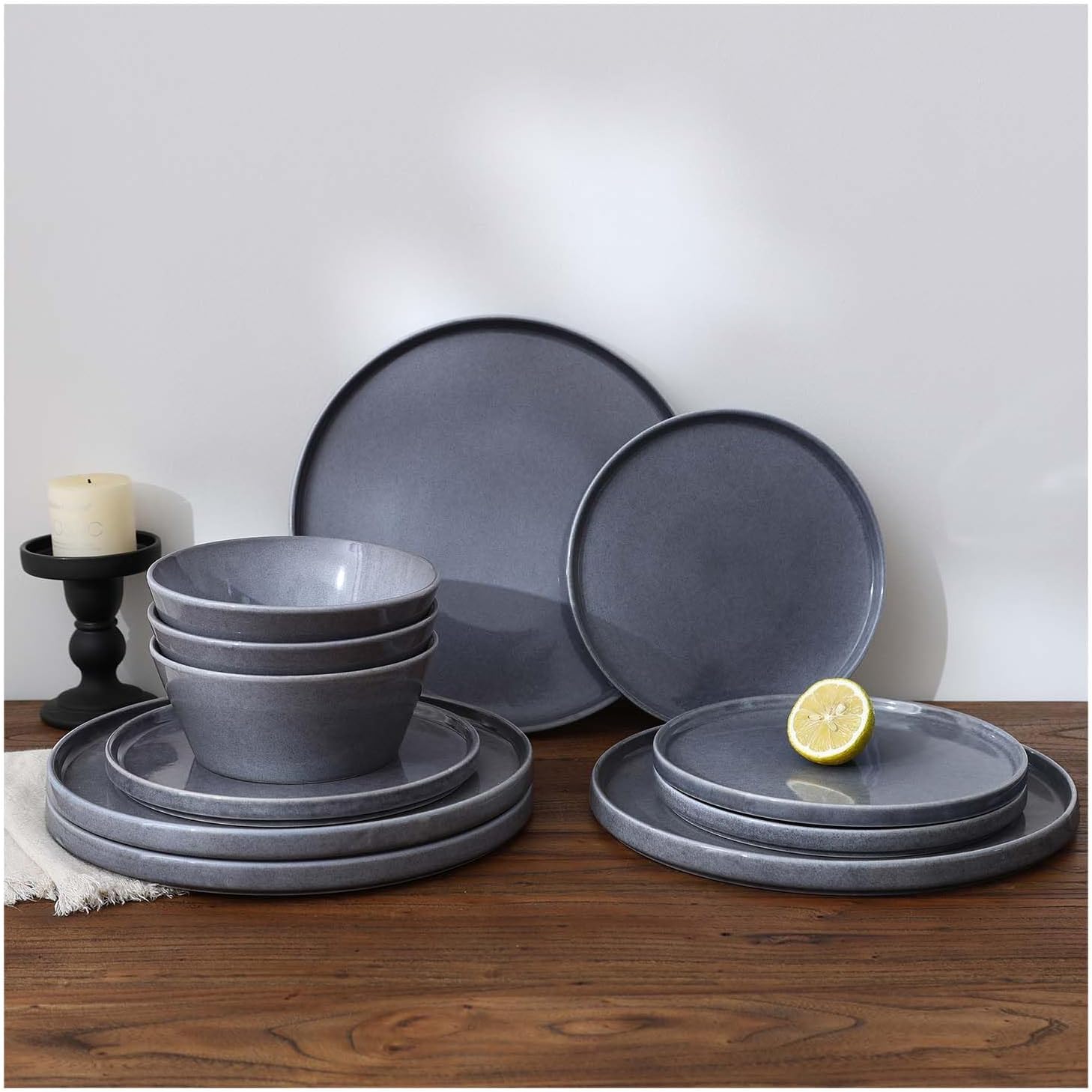 Famiware Annecy Misty-Blue Dinnerware Set for 4