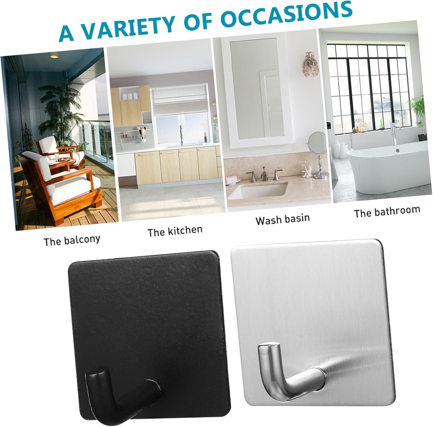 VALICLUD 4PCS Stainless Steel Wall Hooks for Towels Keys and More