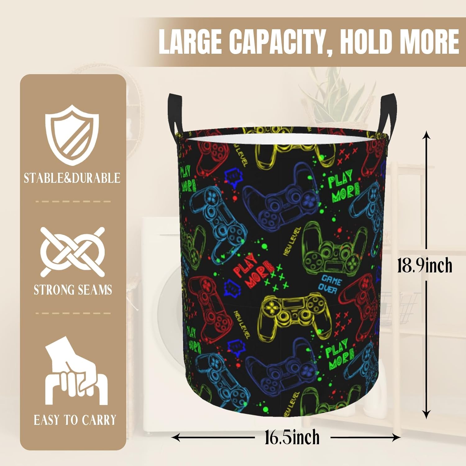 Luixdie Gaming Laundry Basket for Kids and Boys 1