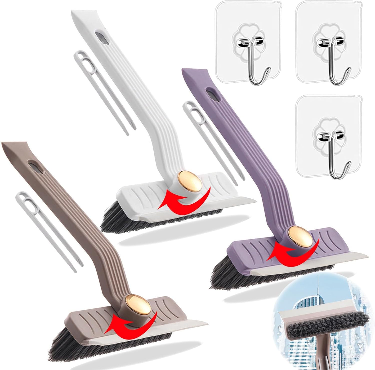 3Pcs Upgrade Multi-Function Rotating Crevice Cleaning Brush Set