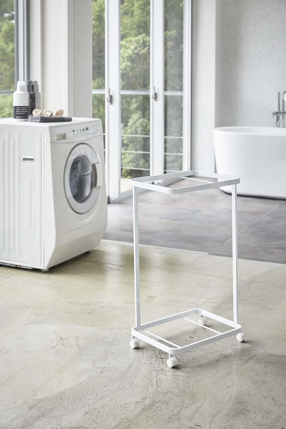 Yamazaki Home Steel Cart for Tower Laundry Basket Wagon White