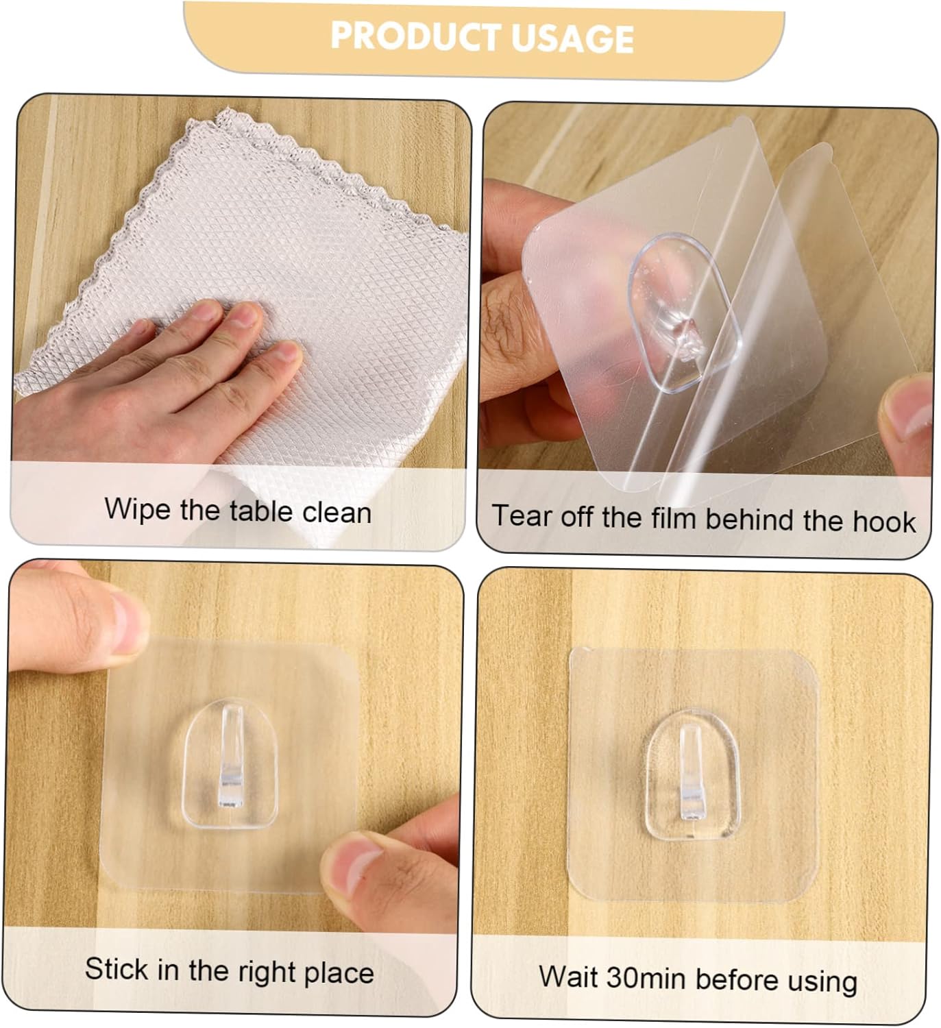DOITOOL 30 Pcs Self Adhesive Plastic Hooks Non-Marking