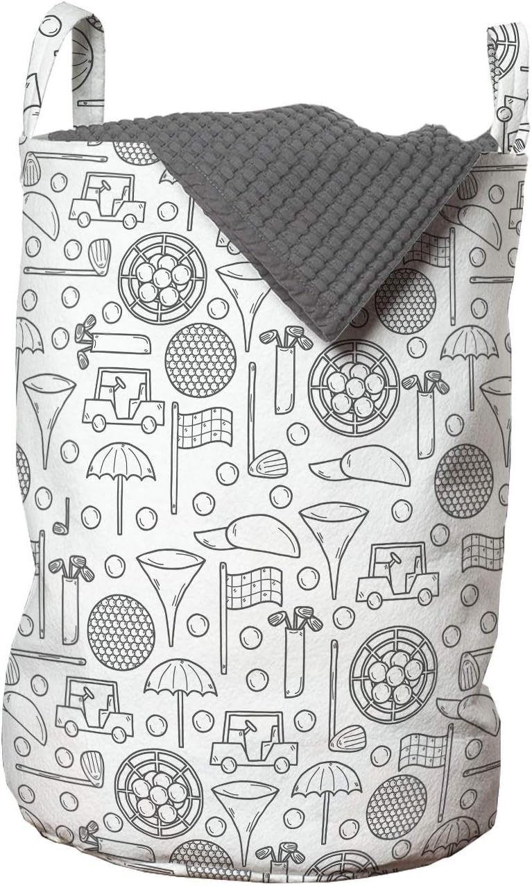 Ambesonne Laundry Basket with Handles and Drawstring Closure