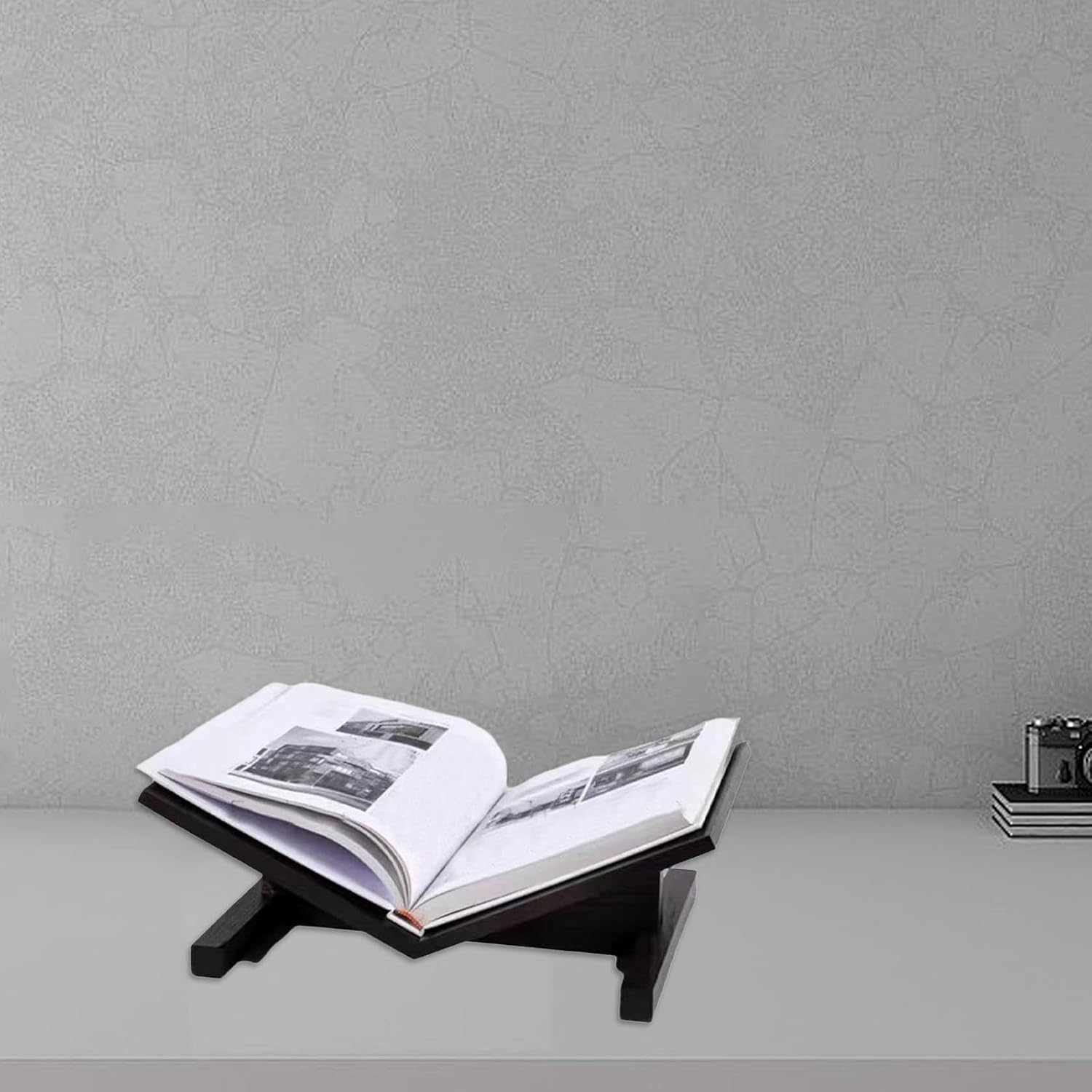 Open Bookstand Cookbook Stand Wooden Non Slip Kitchen Display Rack