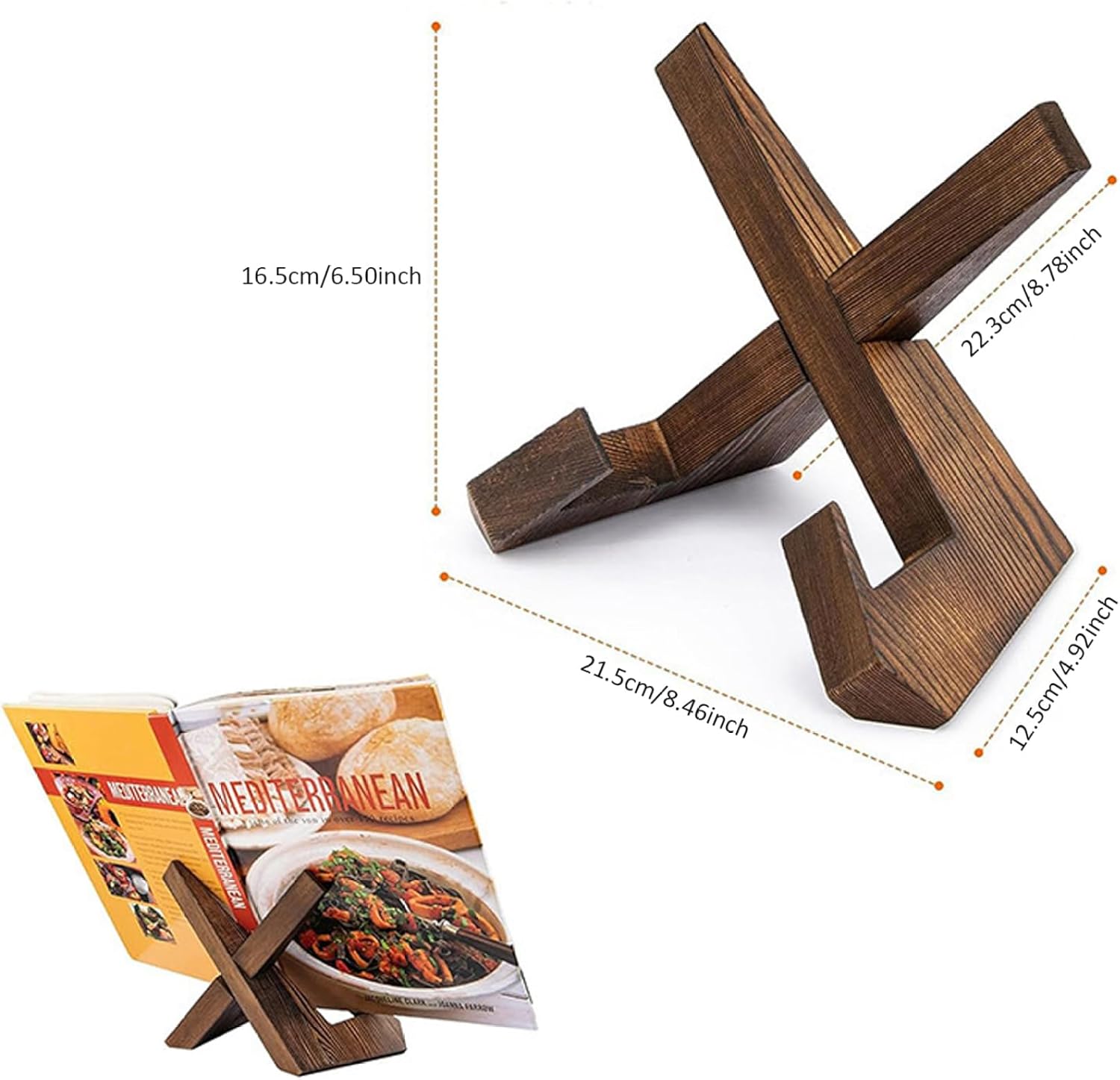 Wedhapy Cookbook Stand Wooden Recipe Book Holder