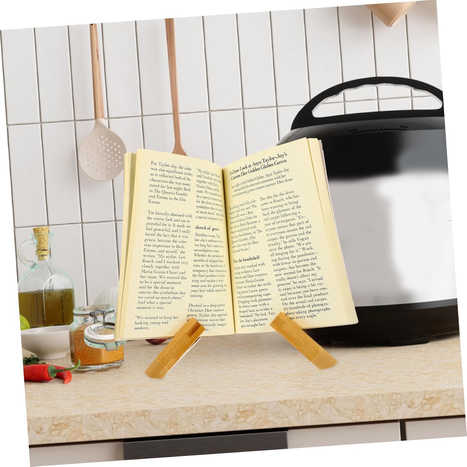 BRIGHTFUFU Wooden Book Stand for Reading and Kitchen Display