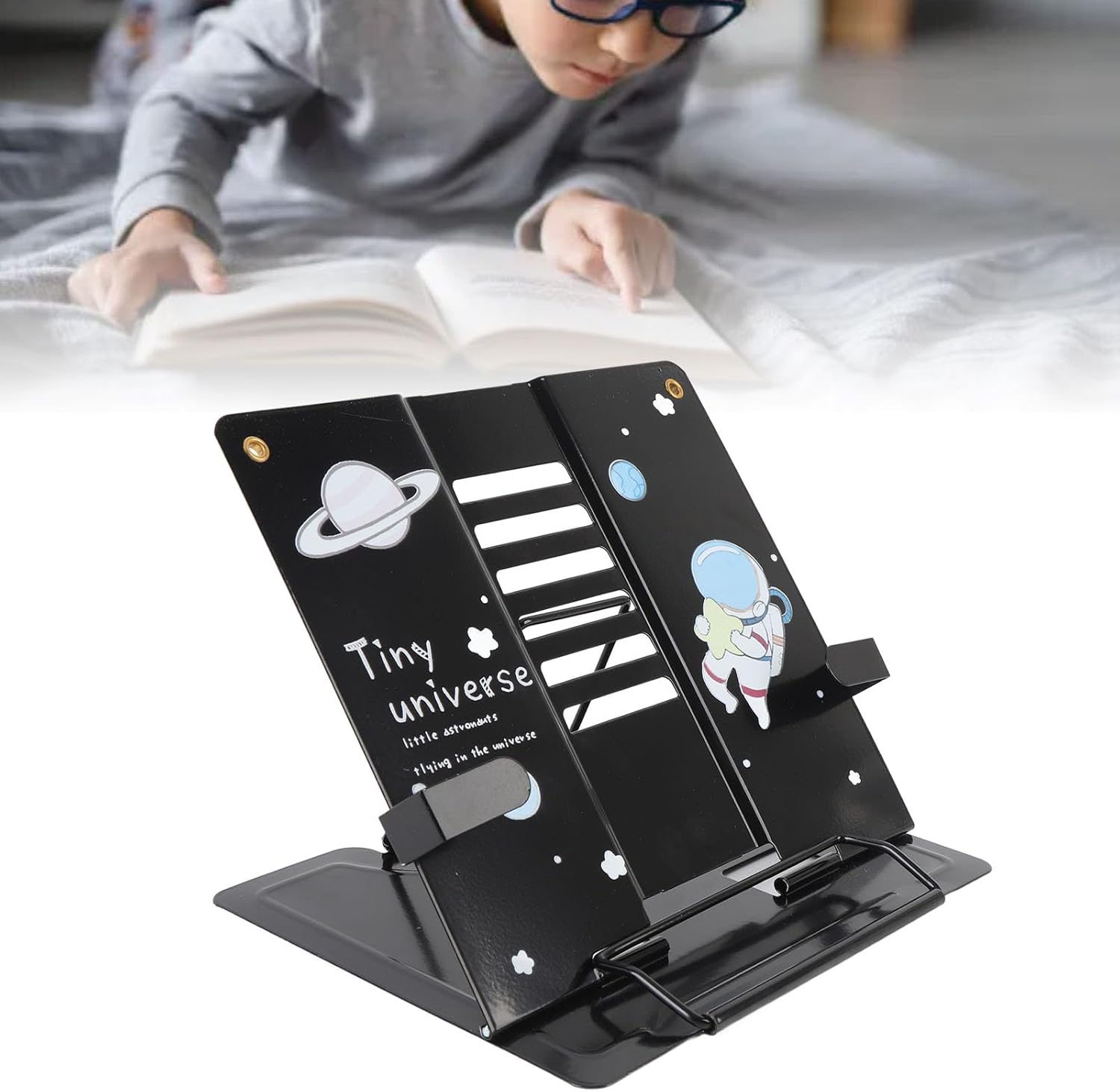 Asixxsix Small Metal Book Stand with Pattern Design 1