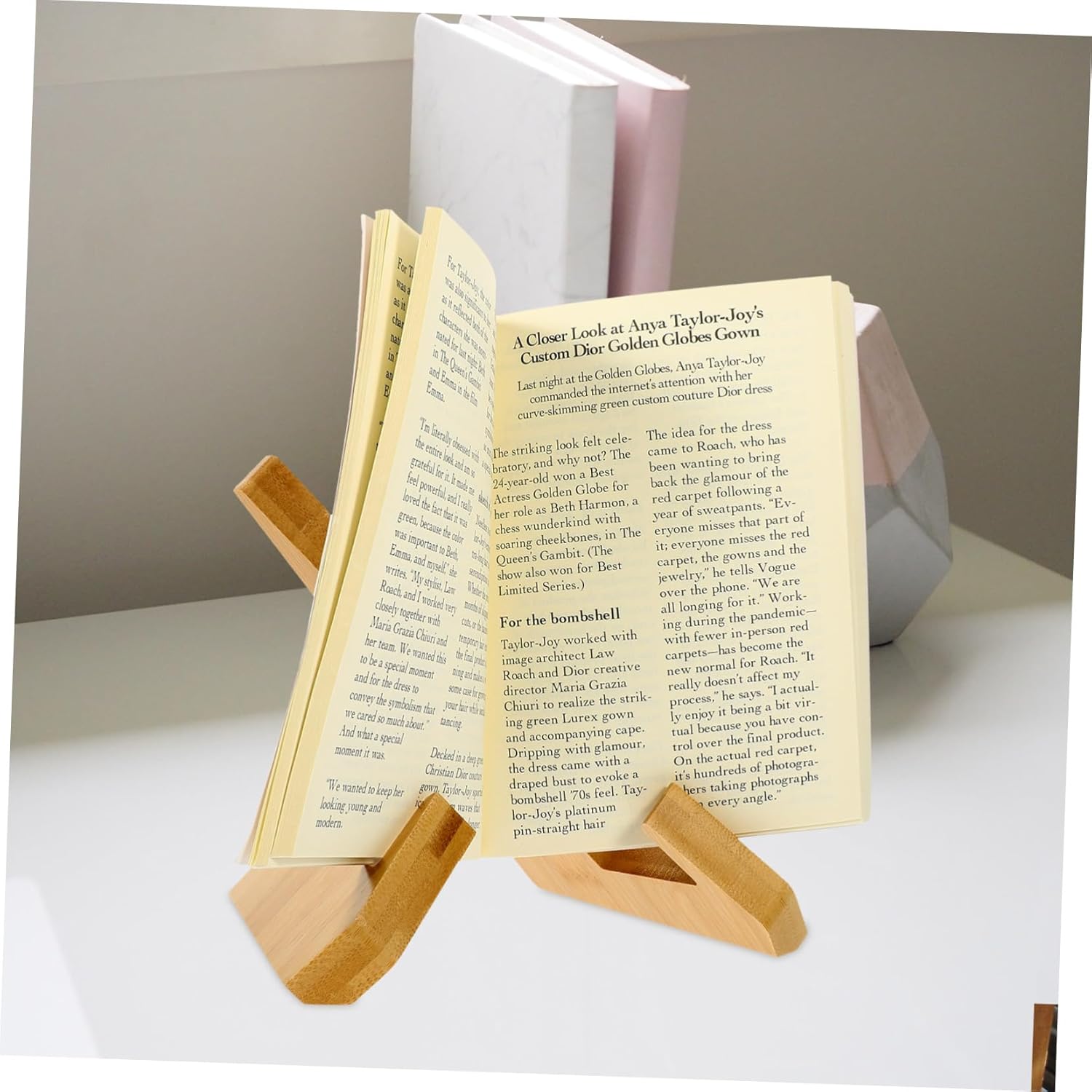Portable Mini Wooden Recipe Bookstand for Kitchen and Home Use