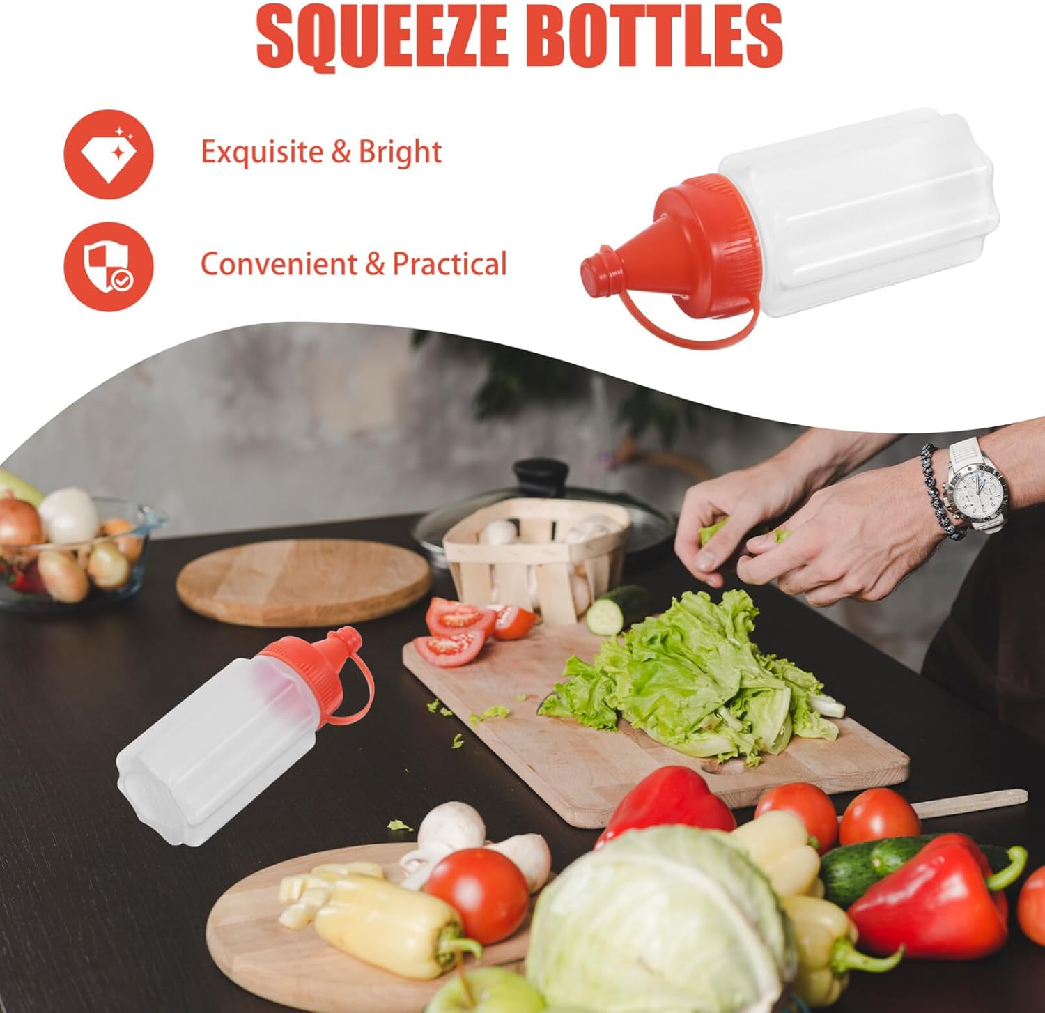 4pcs Metal Condiment Squeeze Bottles Portable Kitchen Tools