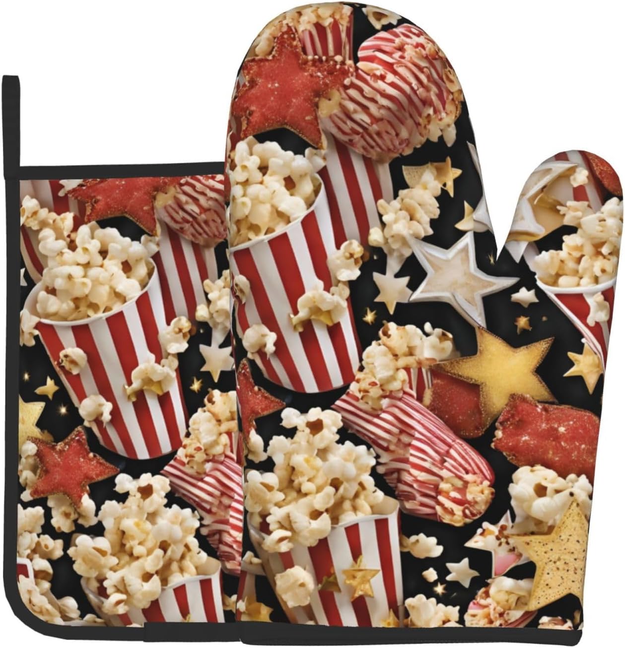 Quopvn Popcorn Print Oven Mitts and Pot Holders 2pcs Set