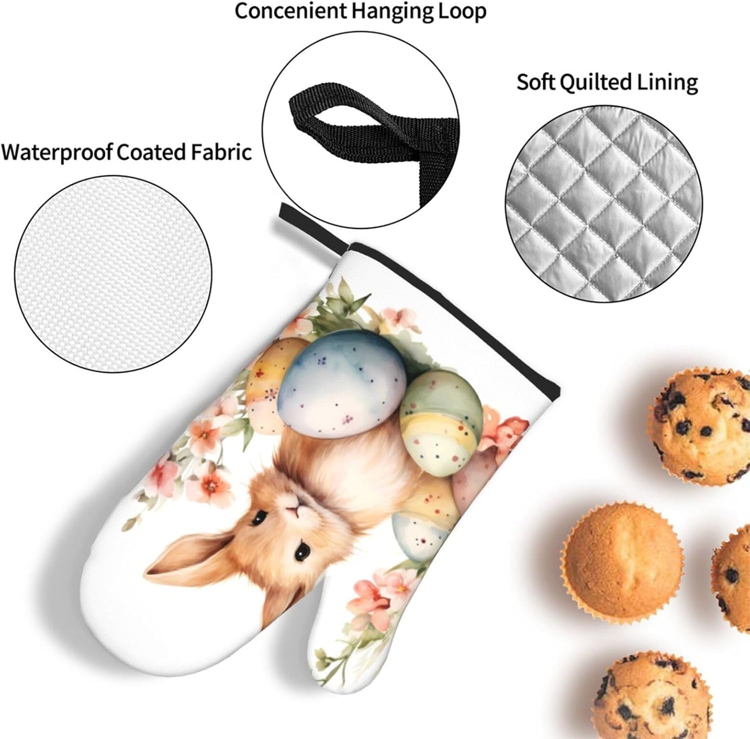 DXTKWL Oven Mitts Set of 3 Heat Resistant Non-Slip Kitchen Gloves