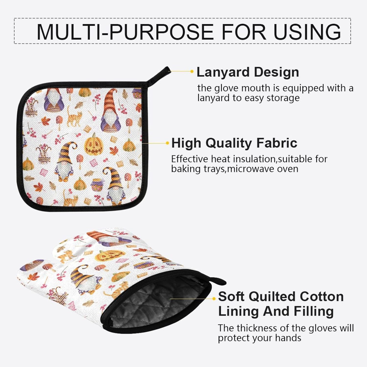 Fygkptb Halloween Gnome Oven Mitts 2 Pc Set