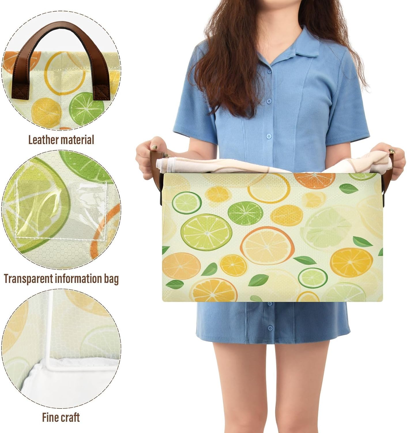 YETTASBIN Lemon Storage Basket 32L Collapsible