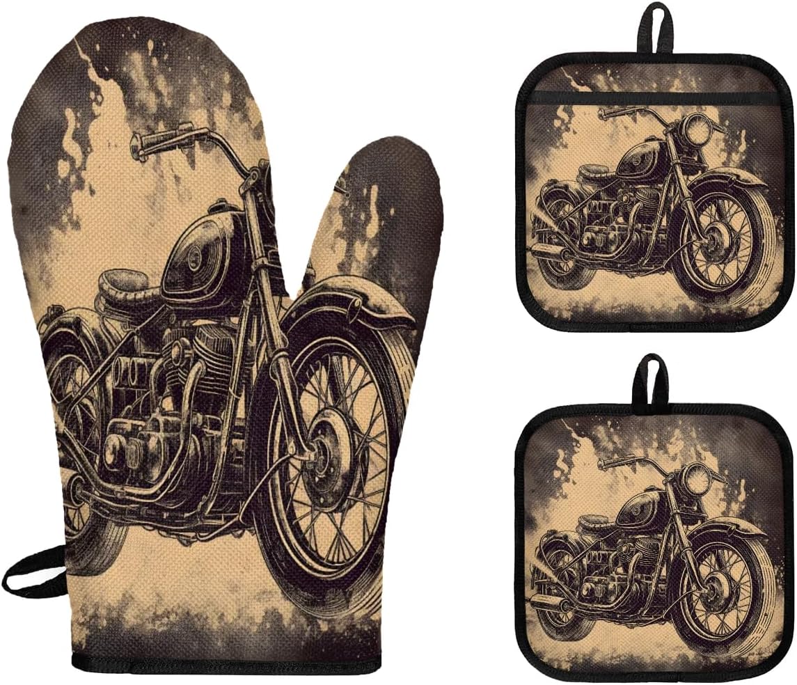 Piolysio 3-Pc Oven Mitts and Pot Holders Set