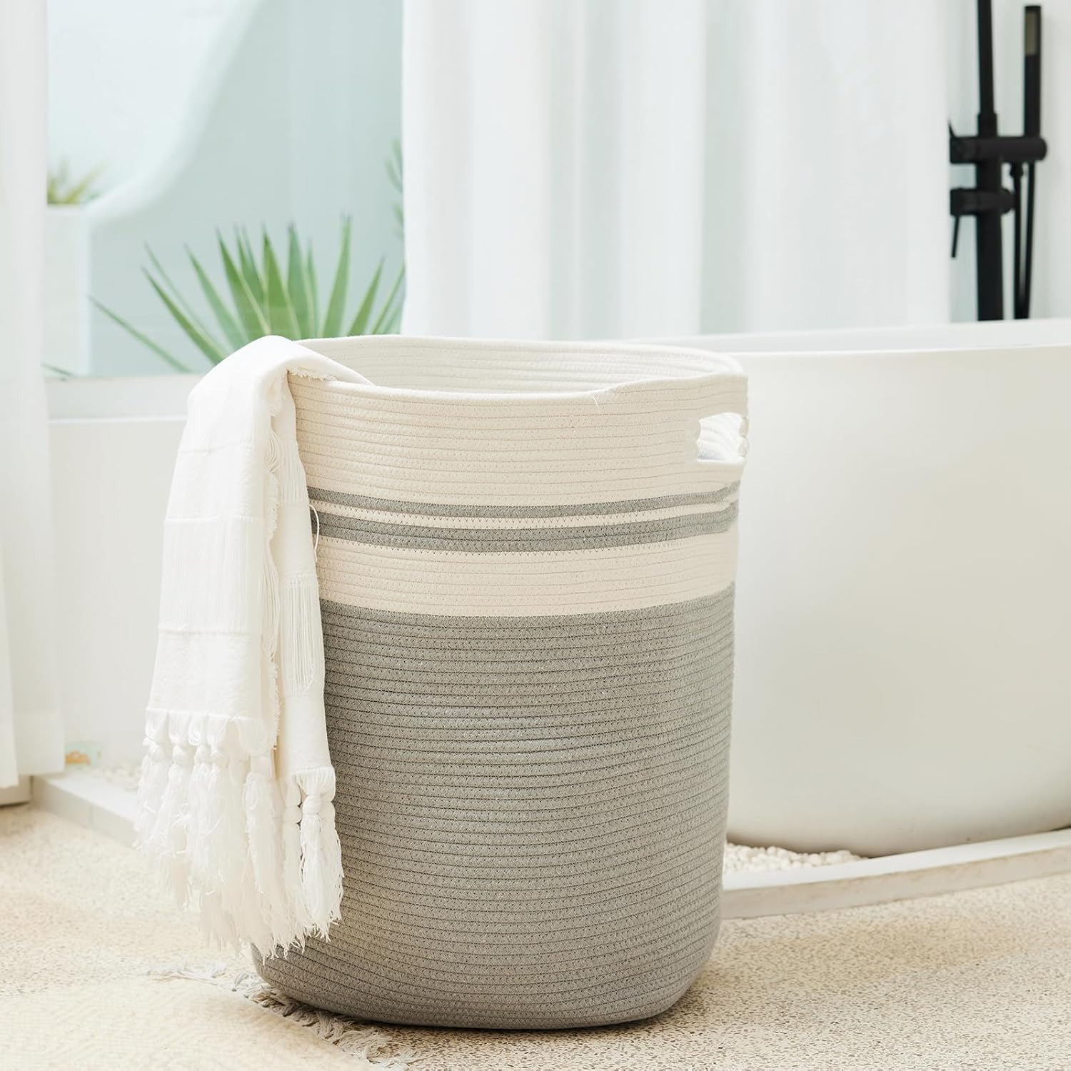 Casaphoria Woven Rope Laundry Hamper - Light Gray