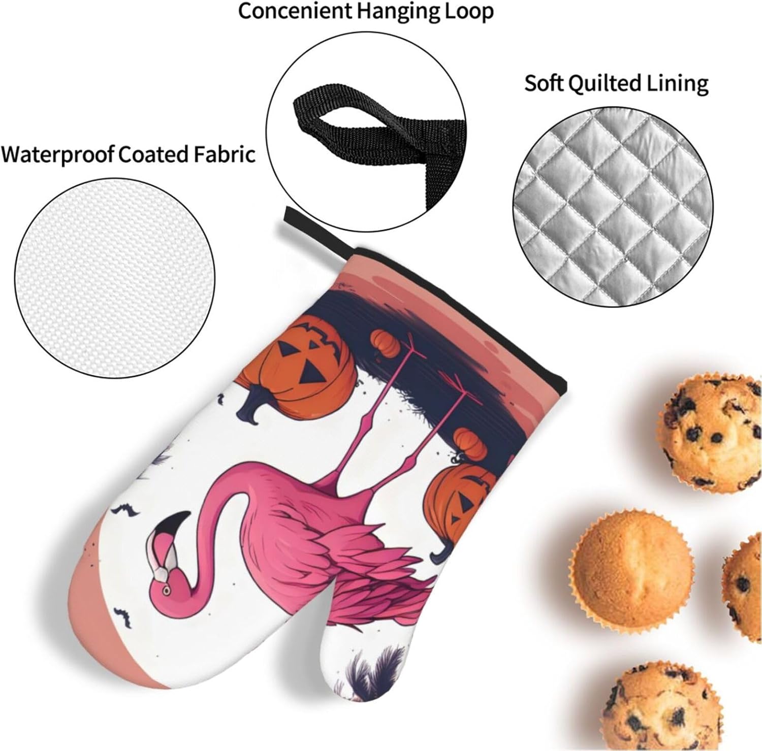 Oven Mitts Set of 4 with Flamingo Print
