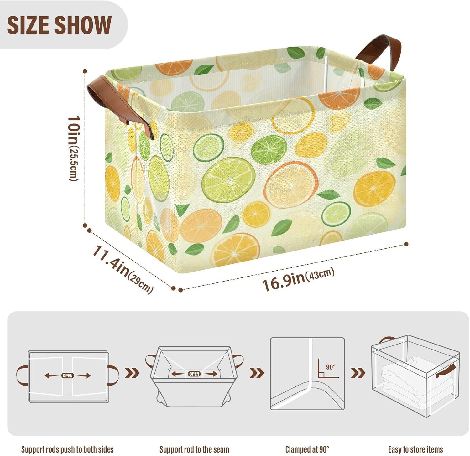 YETTASBIN Lemon Storage Basket 32L Collapsible