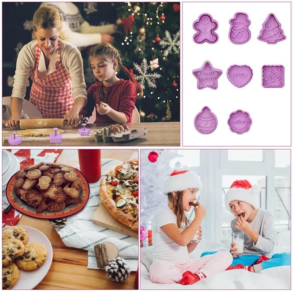 8 Pcs 3D Christmas Cookie Cutter Set for Biscuits and Fondant