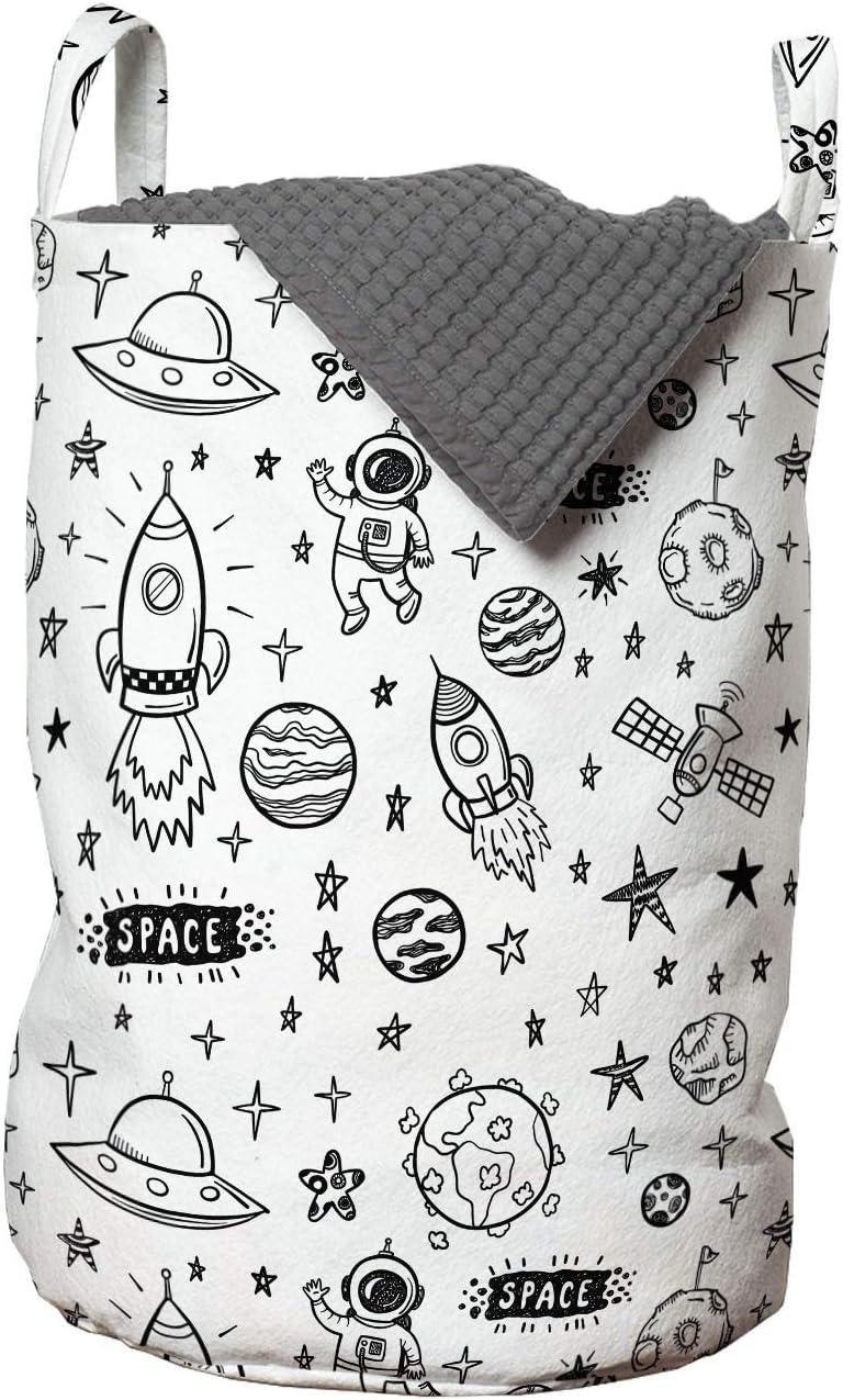 Ambesonne Astronaut Laundry Bag - 13 x 19 Charcoal Grey and White