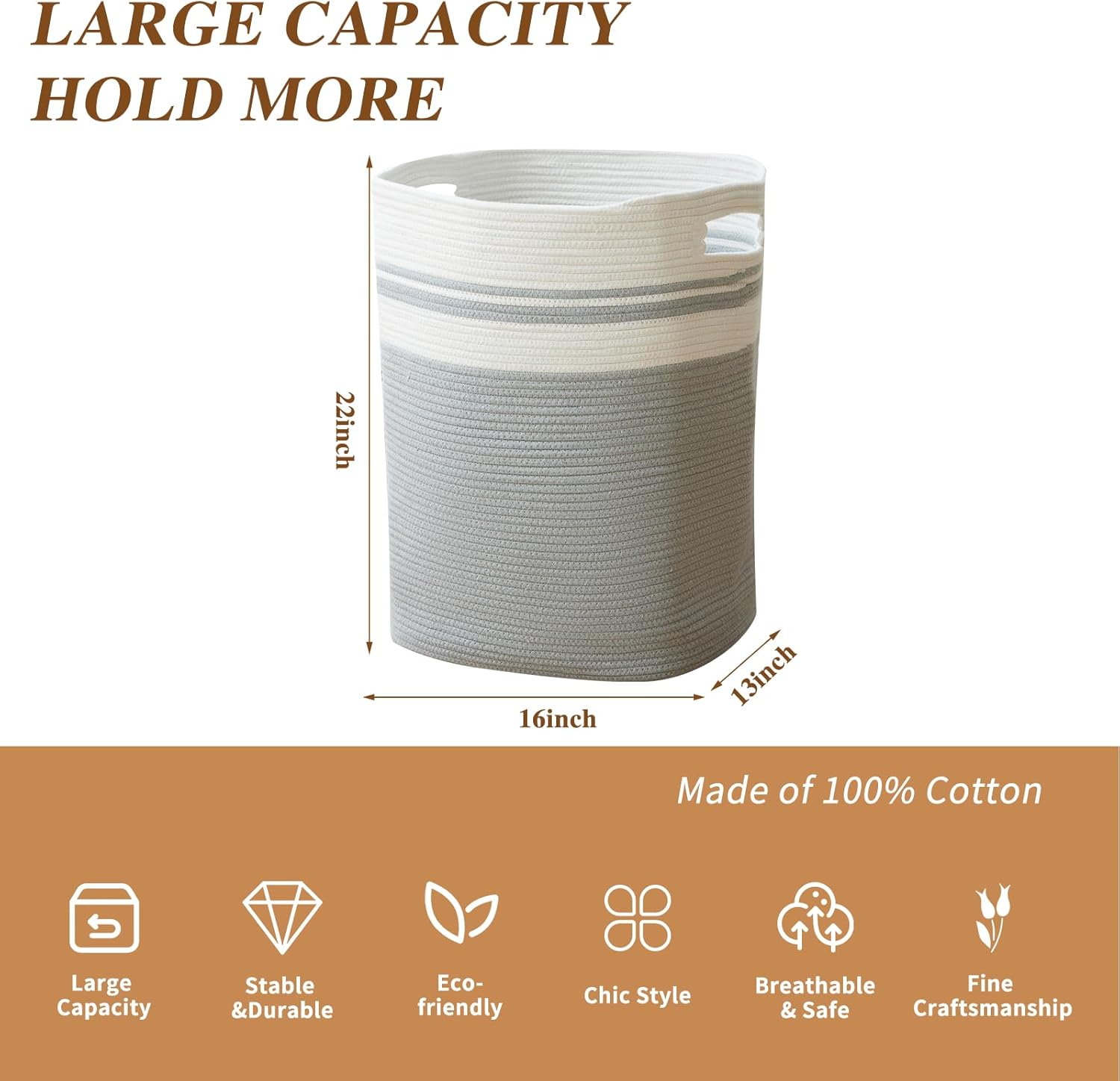 Casaphoria Woven Rope Laundry Hamper - Light Gray