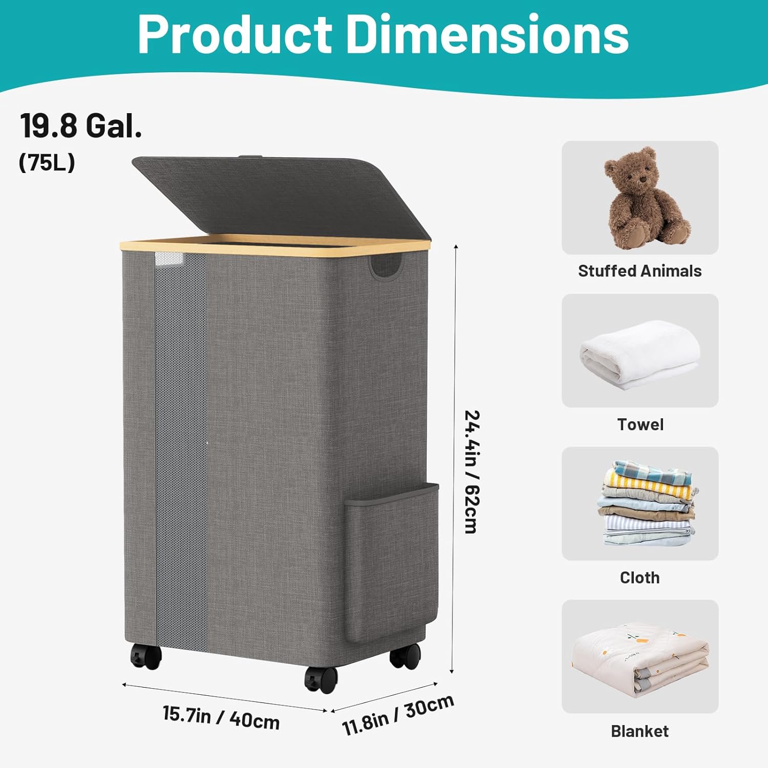 BlissTotes Laundry Basket with Lid and Wheels