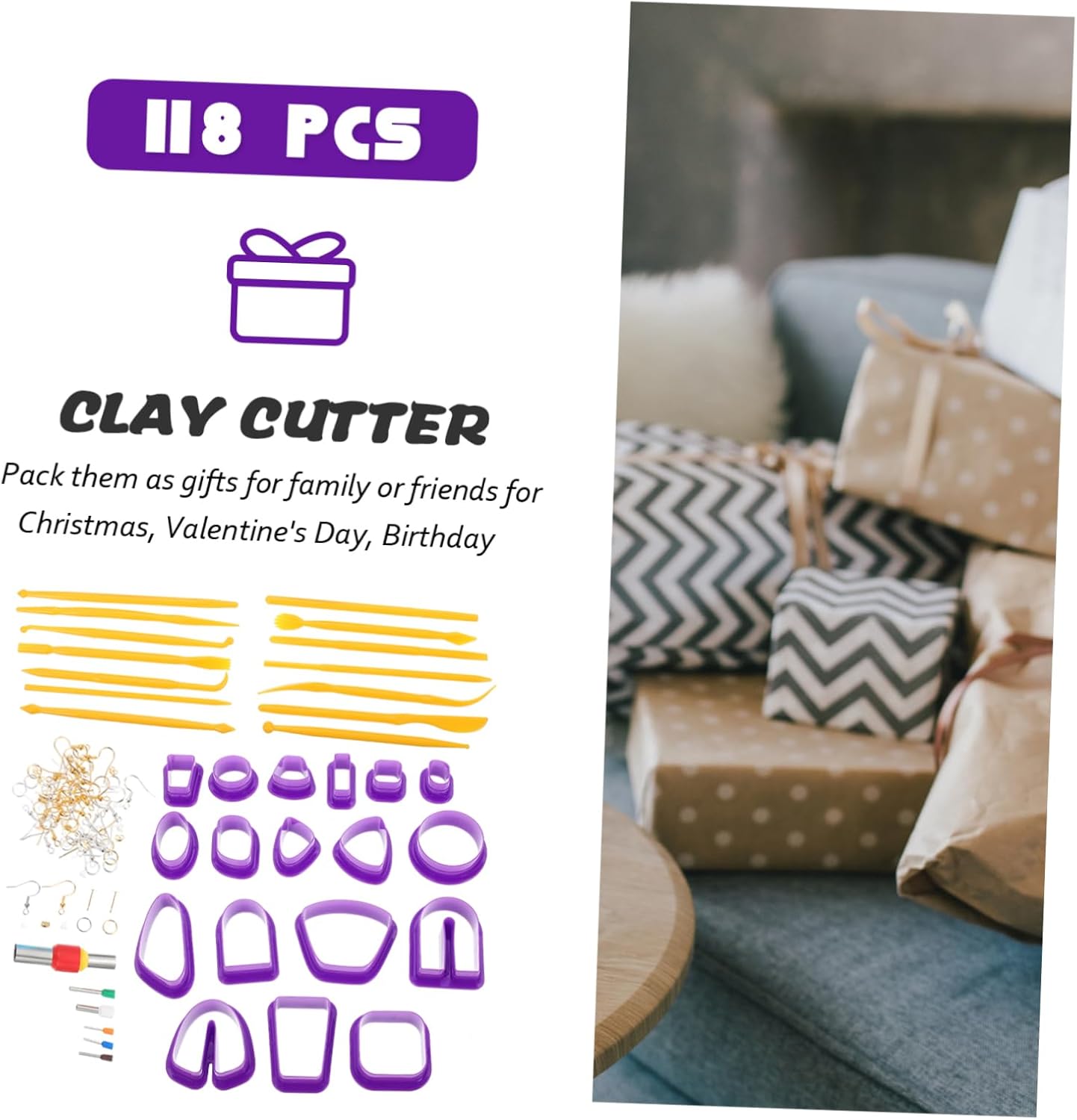 OHPHCALL Purple Plastic Polymer Clay Cutter Kit