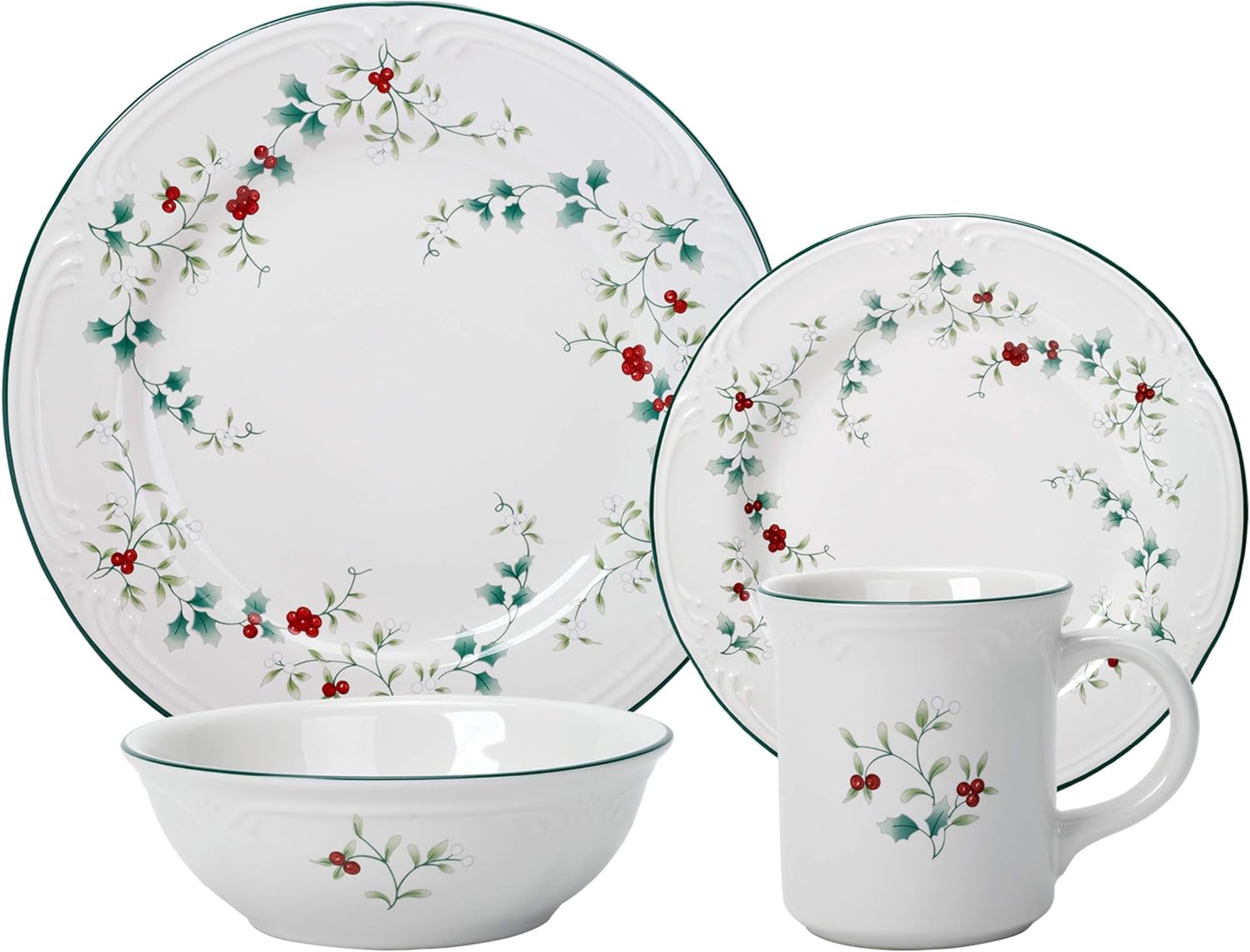 Pfaltzgraff Winterberry 16-Piece Dinnerware Set Service for 4 White