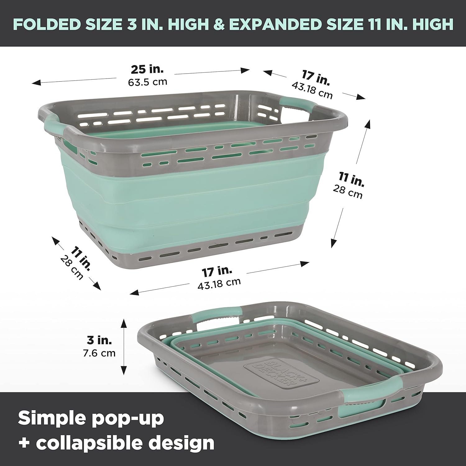 BLACKDECKER 25 Inch Slim Collapsible Laundry Basket