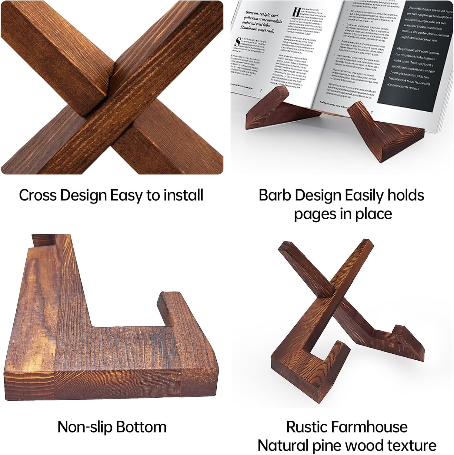 Wooden Cookbook Stand for Kitchen Counter Set of 2 1