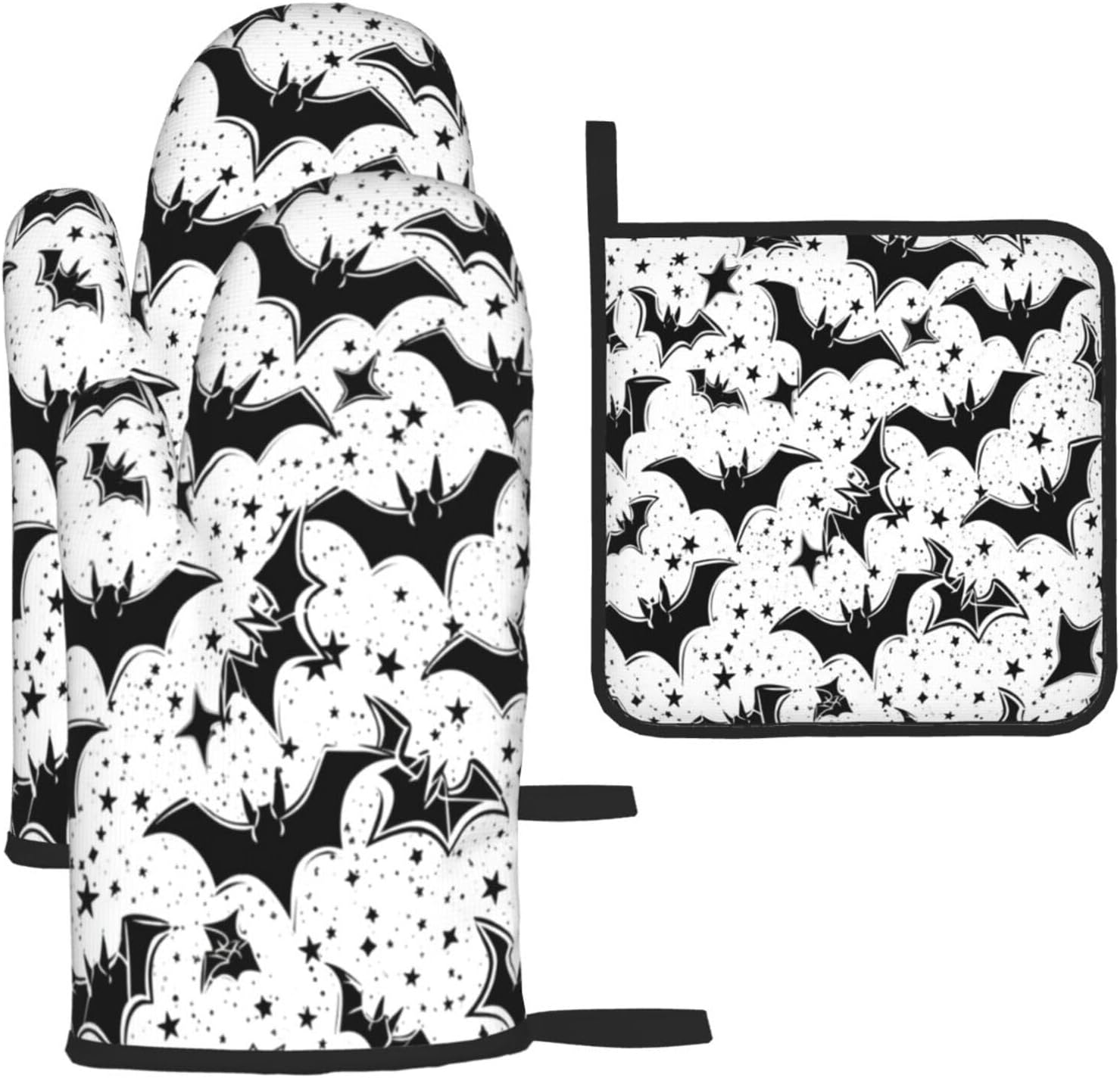 Beubebim Halloween Bat Oven Mitts and Pot Holders Set