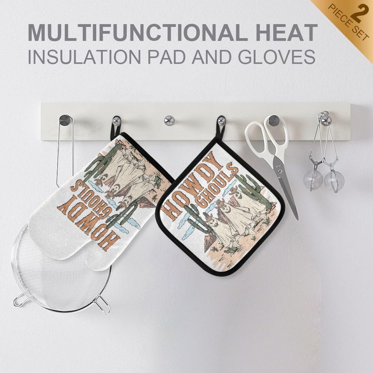 FFYHO Western Halloween Oven Mitts Pot Holder Set 1